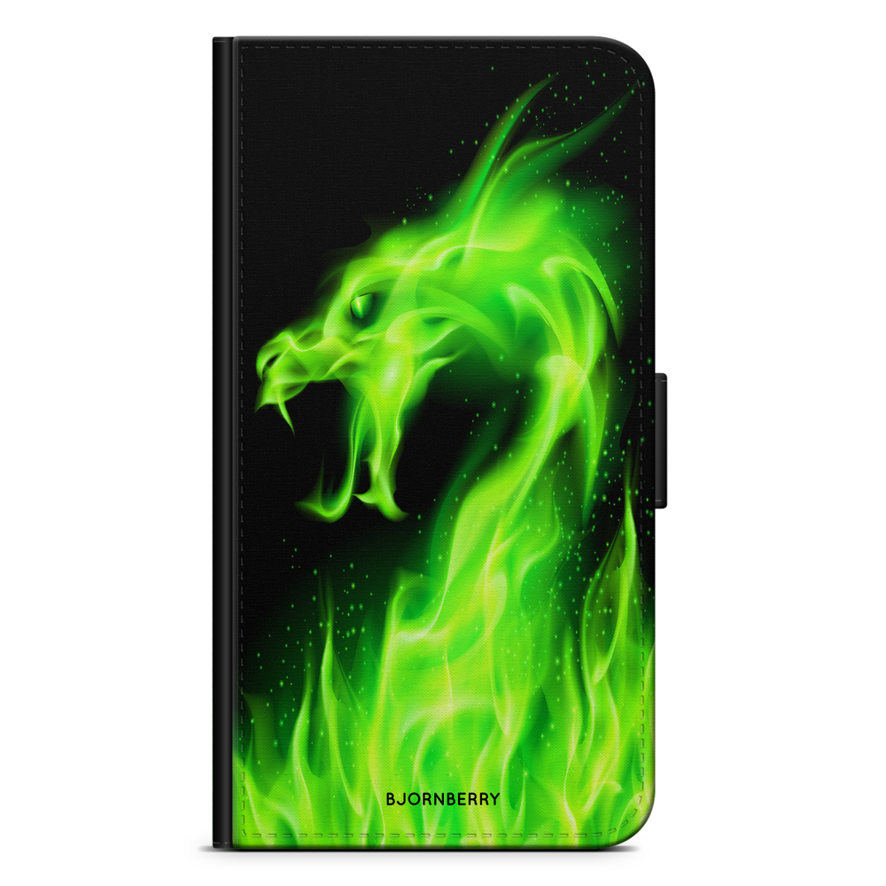 Huawei Mate 10 Pro Plånboksfodral - Grön Flames Dragon | Mobilskal & Mobilfodral BJORNBERRY